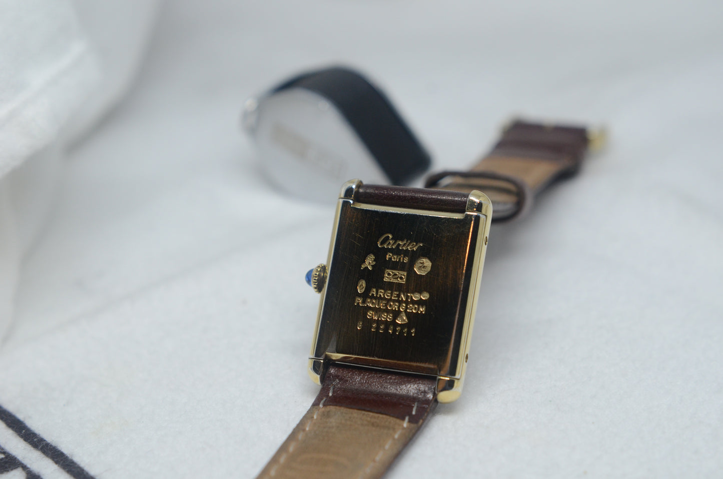 Vintage Manual Winding 1970's Must De Cartier Tank Vermeil Tortoise Dial